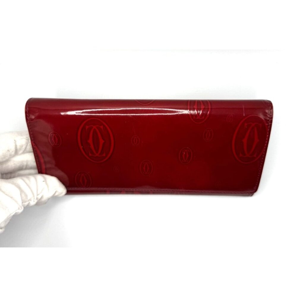Cartier Red Monogram Leather Long Wallet With Snap Closure - Picture 2 of 16